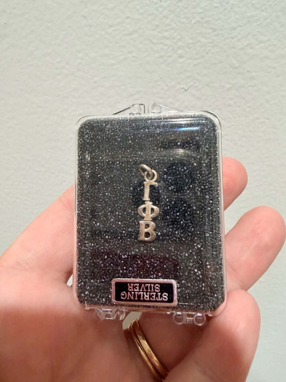 Gamma Phi Beta Sorority Sterling Silver Vertical Lavalier Charm Necklace